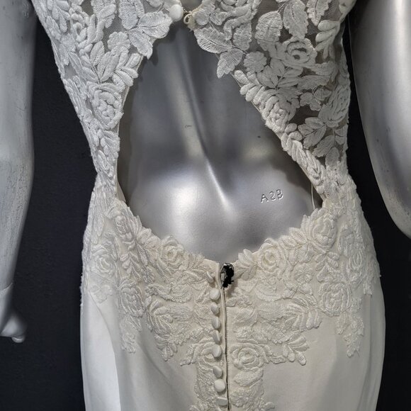 NWT~$2150~JUSTIN ALEXANDER~10/12~IVORY FIT & FLARE MERMAID LACE WEDDING DRESS - Picture 13 of 16
